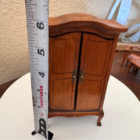 Vintage dollhouse furniture Miniature Wooden Armoire - Picture 3 of 4